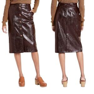 Rachel Comey x Target Faux Leather Snakeskin Skirt Chicory Coffee 6 Textured